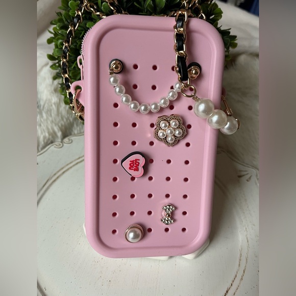 Pink Crossbody Bag with Chain Strap - Picture 1 of 6